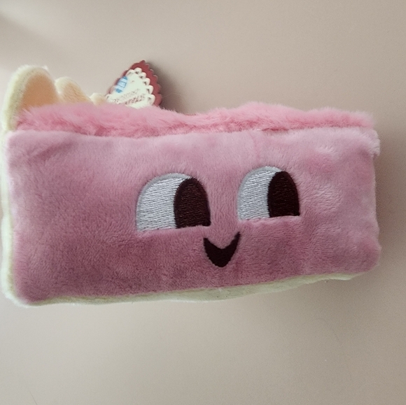 Bark Pink Strawberry Betty Cheesecake Slice Plush Dog Toy-Squeaker Toy - Picture 2 of 8